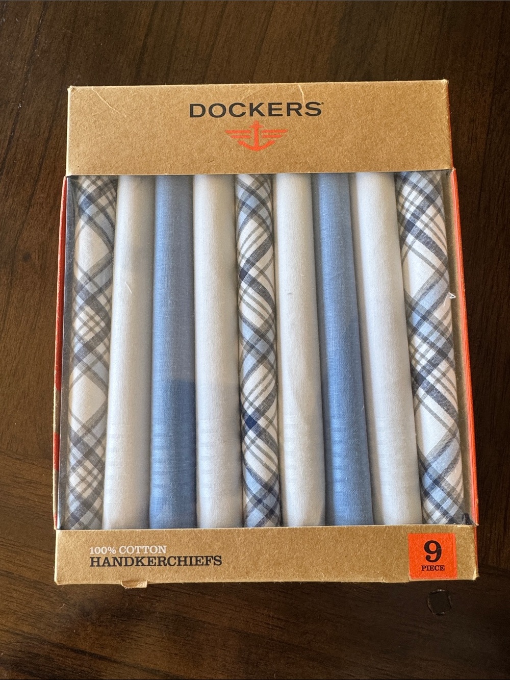 Dockers Blue and White Cotton Handkerchief Set - 9 Pack